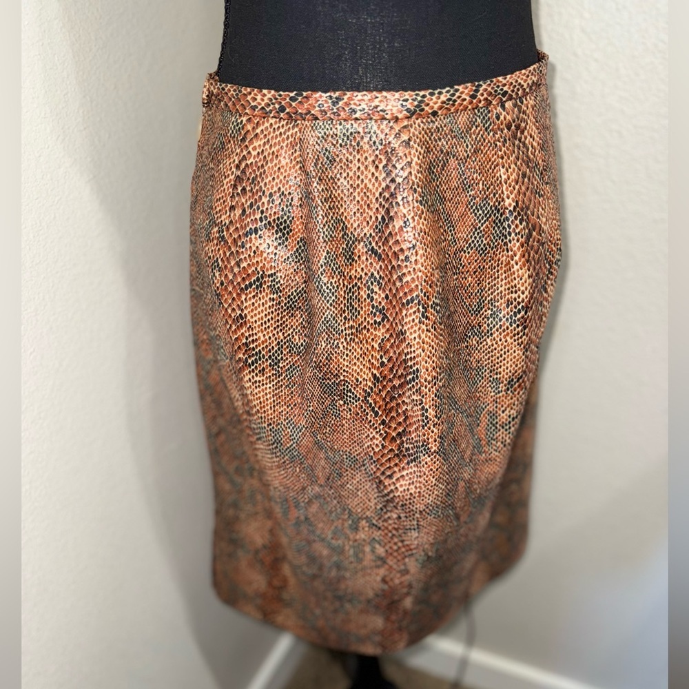 Vintage Harve Benares Snake Skin Print Midi Skirt- Size 8โ